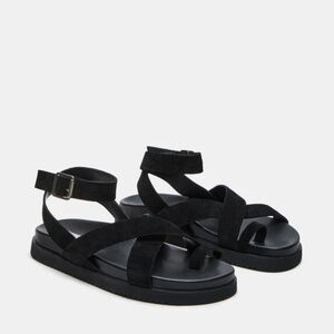 Steve Madden Mira Black Leather Sandals 8.5